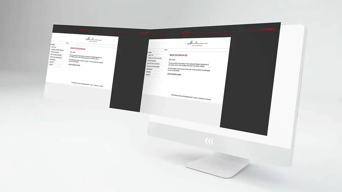 Bildmontage mit der Homepage der Bank Gutmann AG aus dem Jahr 2001