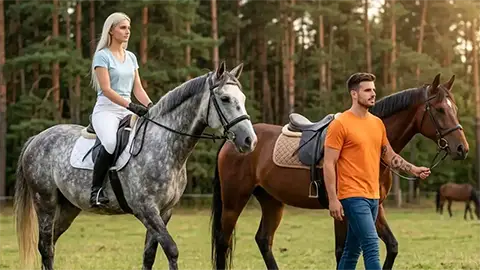 Graue Luft über dem Reiterhof - Asche am Sattel