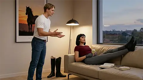 Sophia und Lucas abends zuhause - Asche am Sattel