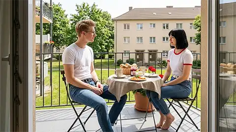 Frühstück am Balkon - Asche am Sattel